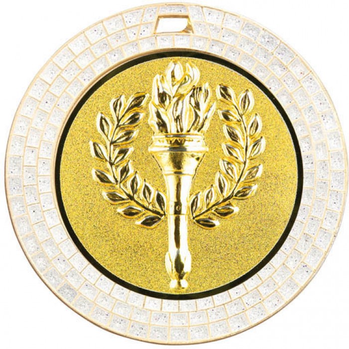70MM VICTORY TORCH WHITE GEM MEDAL - GOLD